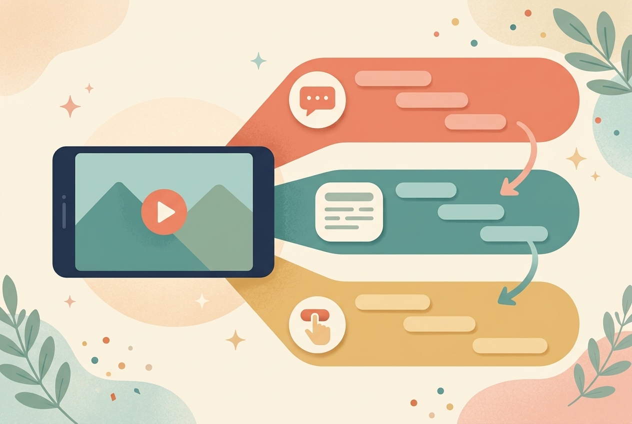 The Three-Track Division of Labor in Short Video: How Spoken Lines, On-Screen Text, and Action Work Together